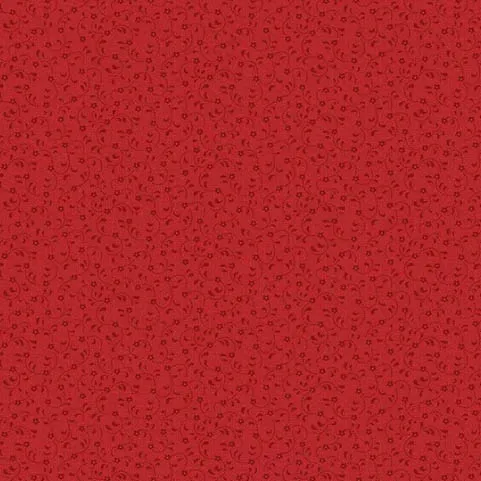 Katoen donker rood met bloempjes